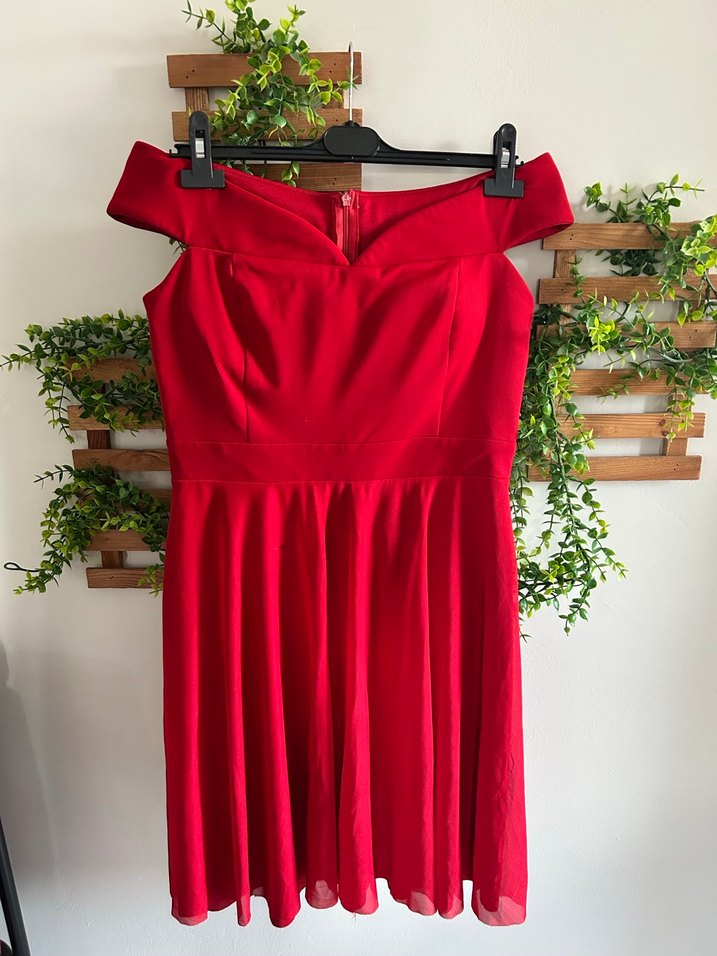 Kırmızı Midi  elbise - Görsel 3