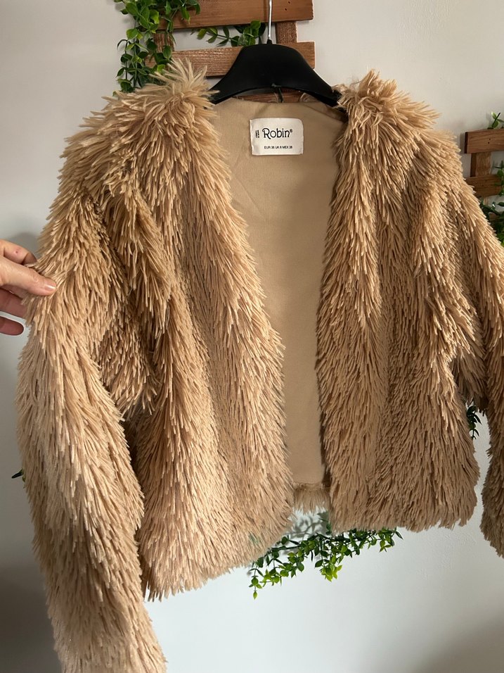 Kahverengi Bohem Kadın Suni Kürk Ceket - Görsel 4
