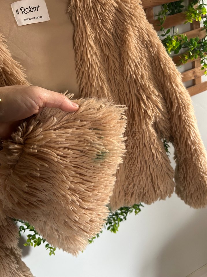 Kahverengi Bohem Kadın Suni Kürk Ceket - Görsel 5