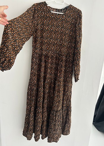 Uzun Kollu Bohem Kahverengi Uzun Elbise - Görsel 6