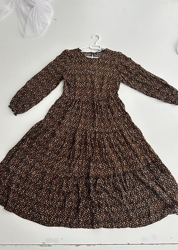 Uzun Kollu Bohem Kahverengi Uzun Elbise - Görsel 8