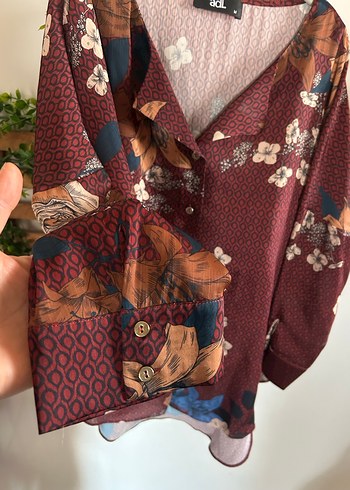Bohem Uzun Kollu V Yakalı Bordo Gömlek - Görsel 9