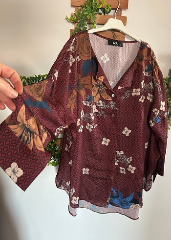 Bohem Uzun Kollu V Yakalı Bordo Gömlek - Görsel 2