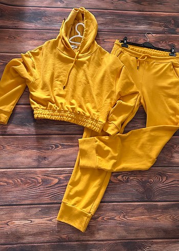 Sarı Kadın Rahat Kesim Eşofman Takımı - Görsel 10