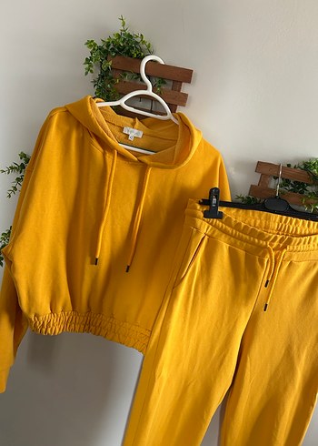 Sarı Kadın Rahat Kesim Eşofman Takımı - Görsel 2