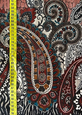 kiremit rengi Desenli Bohem Midi Elbise - Görsel 6