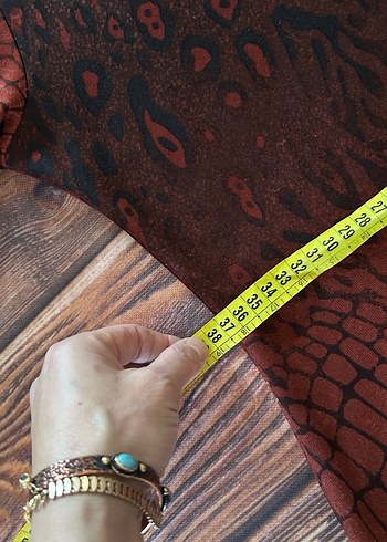 kiremit rengi Desenli Bohem Midi Elbise - Görsel 4