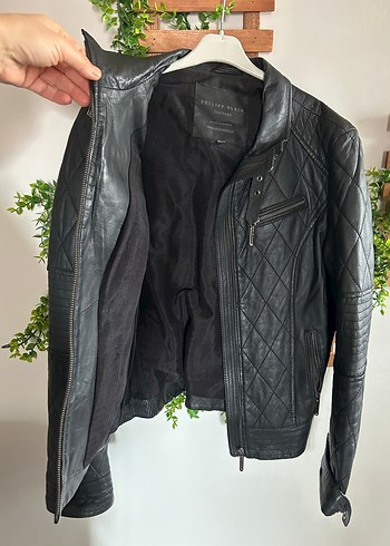 Kemer Detaylı Siyah Deri Biker Ceket - Görsel 10