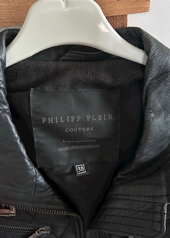 Kemer Detaylı Siyah Deri Biker Ceket - Görsel 12