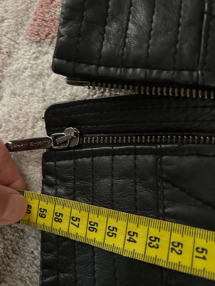 Kemer Detaylı Siyah Deri Biker Ceket - Görsel 5