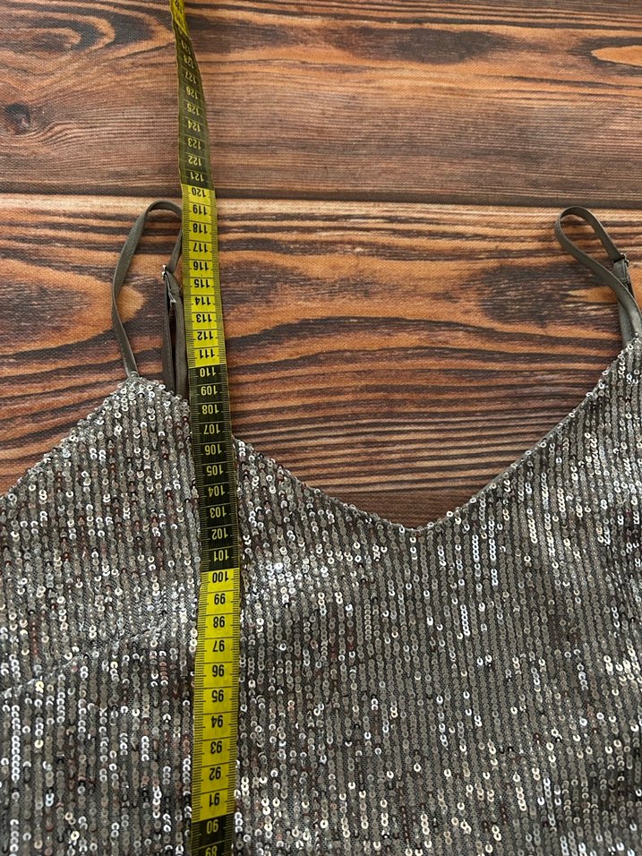 Gri Payetli Uzun Abiye Elbise - Görsel 4