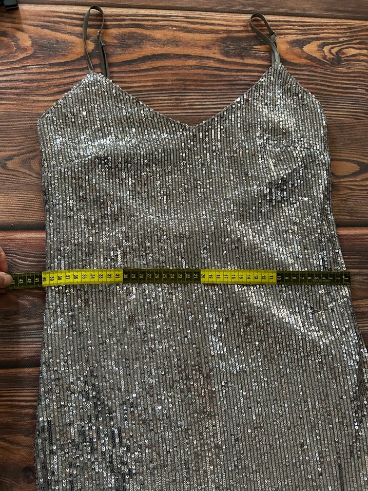 Gri Payetli Uzun Abiye Elbise - Görsel 3