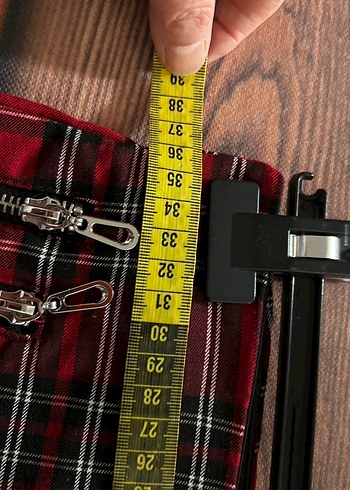 Kırmızı Ekose Fermuarlı Kadın Pantolon - Görsel 3