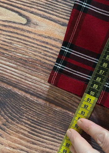 Kırmızı Ekose Fermuarlı Kadın Pantolon - Görsel 5