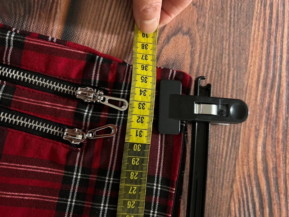 Kırmızı Ekose Fermuarlı Kadın Pantolon - Görsel 3