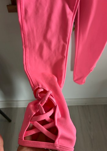 Pembe Rahat Kesim Kadın Spor tayt - Görsel 2