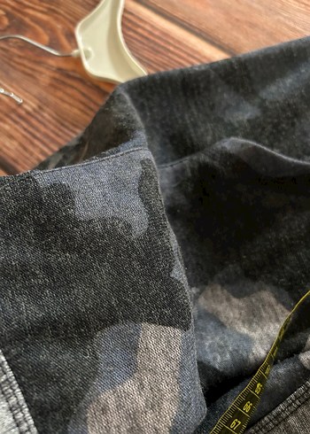 Gri Kamuflaj Desenli Uzun Kadın hırka - Görsel 7