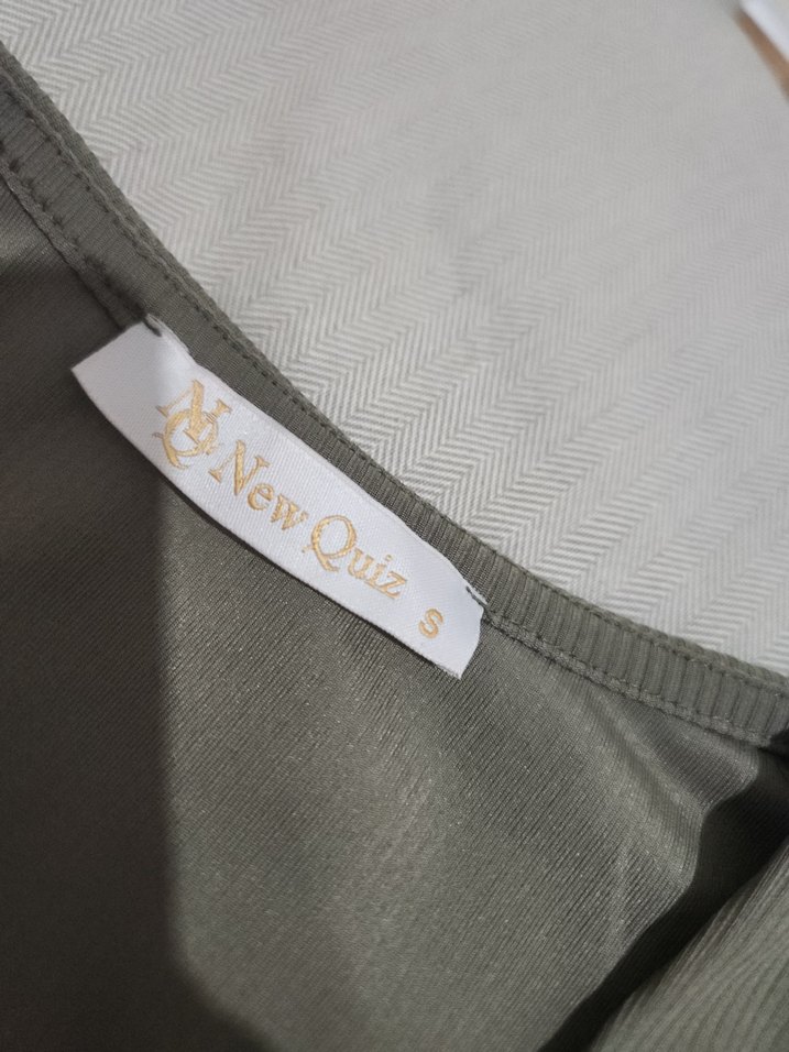 V Yaka Gri Kadın Bluz, Uzun Kollu, Dar Kesim - Görsel 2