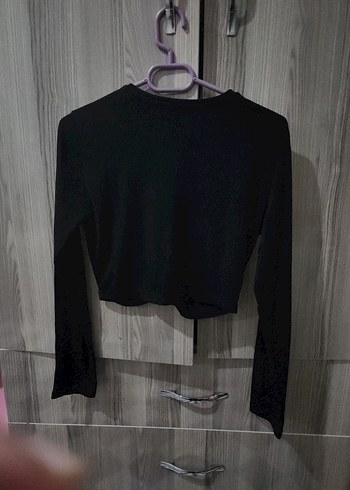 Siyah V Yaka Uzun Kollu Kadın Bluz - Görsel 2