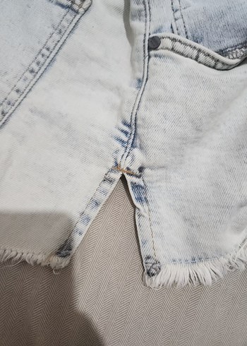 Kadın Mavi Mini Denim Şort - Görsel 4