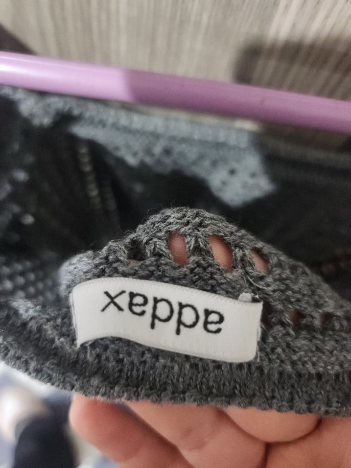 Gri Örgü Kadın Mini Kazak - Görsel 3