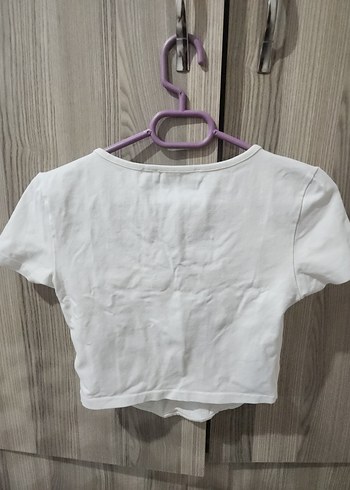 Beyaz Mini Crop Top Kısa Kollu - Görsel 3