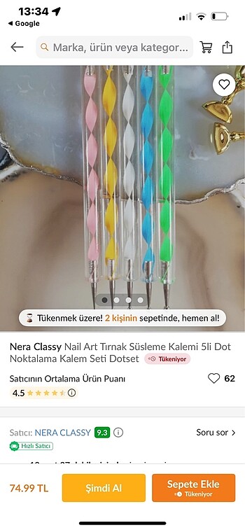 Tırnak süsleme kalemi 5 li