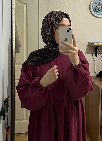 40 Beden bordo Renk Robalı cupra elbise