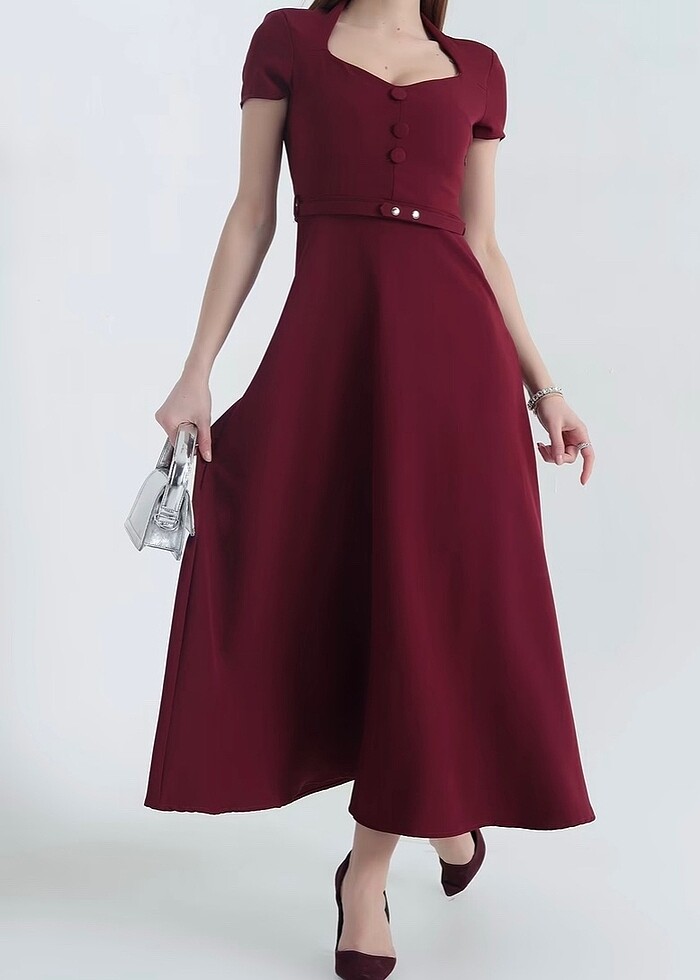 Bordo elbise - Görsel 2