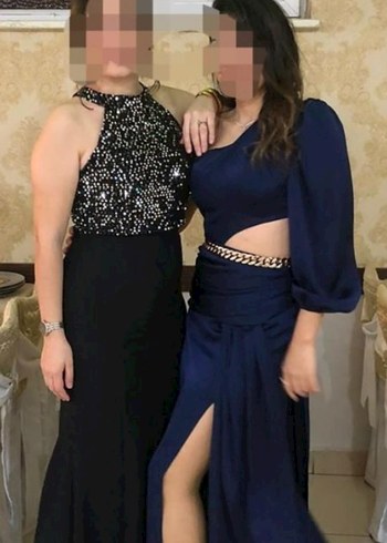 Siyah Payetli Straplez Uzun Abiye Elbise - Görsel 4