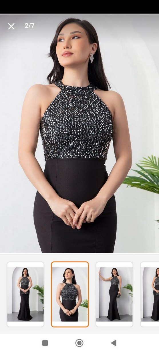 Siyah Payetli Straplez Uzun Abiye Elbise - Görsel 2