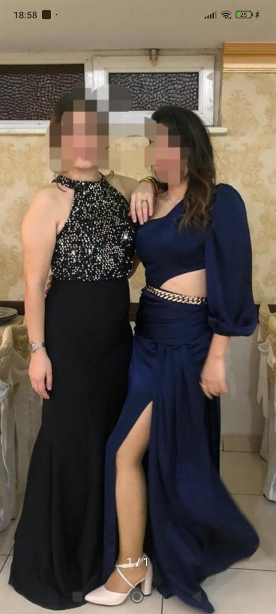 Siyah Payetli Straplez Uzun Abiye Elbise - Görsel 4