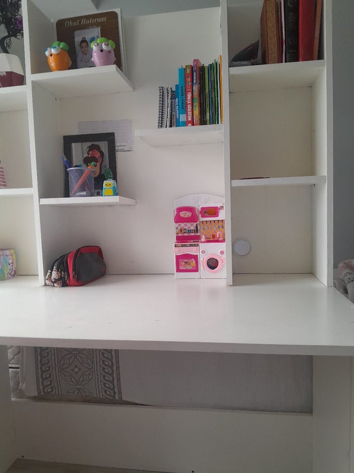 beyaz çocuk çalişma kitaplik masasi - Görsel 2