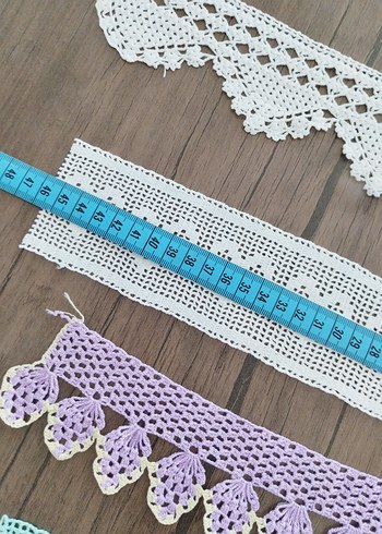 Beden çeşitli Renk Bohem Dantel Şeritler - Beyaz, Lila, Mint