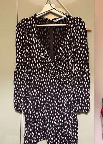 Uzun Kollu V Yaka Siyah Mini Elbise - Görsel 2