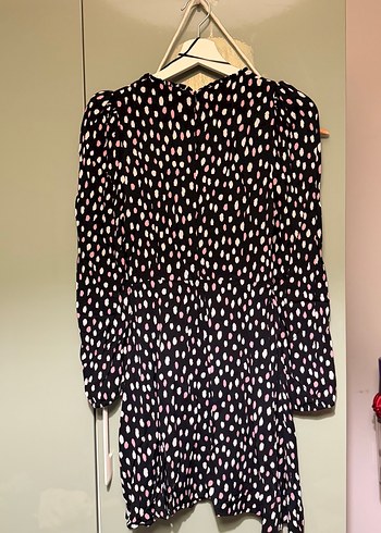 Uzun Kollu V Yaka Siyah Mini Elbise - Görsel 5