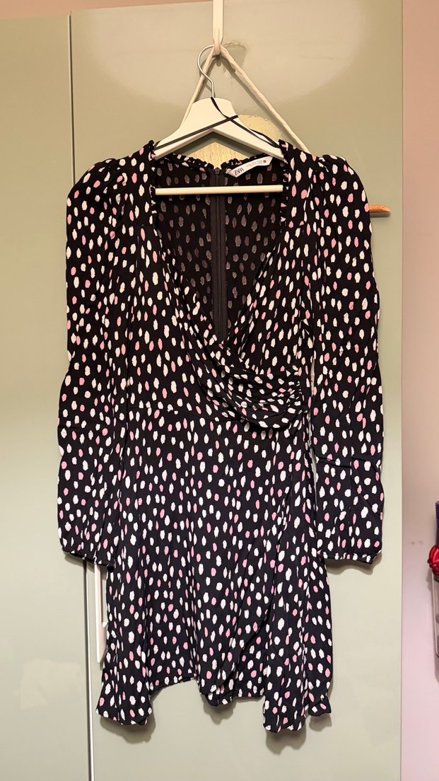 Uzun Kollu V Yaka Siyah Mini Elbise - Görsel 2