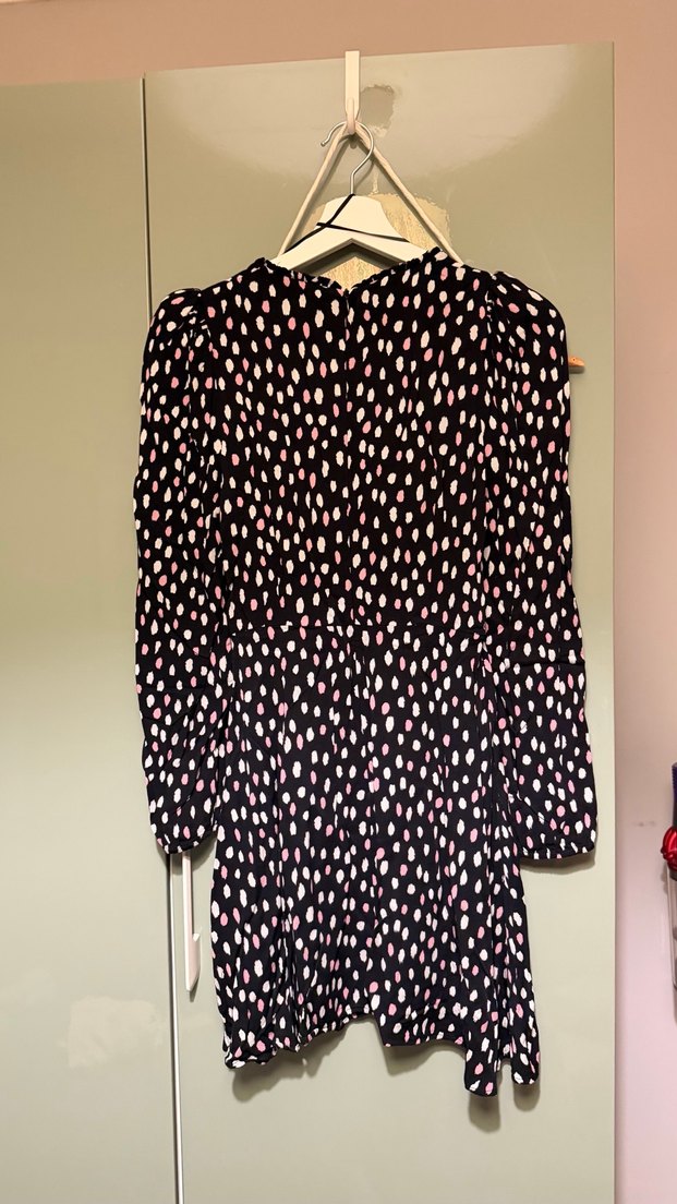 Uzun Kollu V Yaka Siyah Mini Elbise - Görsel 5