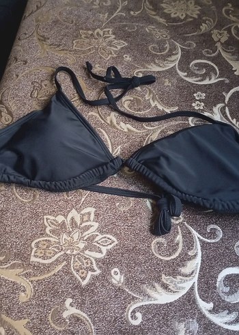 Siyah Bohem Tarzı İp Askılı Bikini Üstü