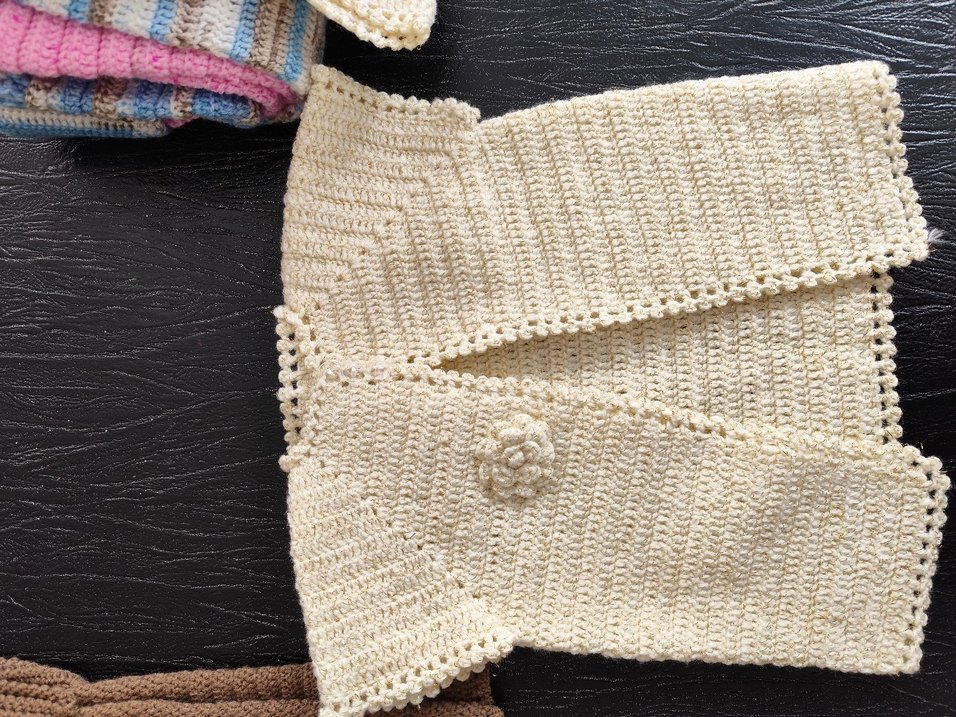 Kızlar İçin Beyaz Örgü Bohem Kolsuz Hırka - Görsel 2