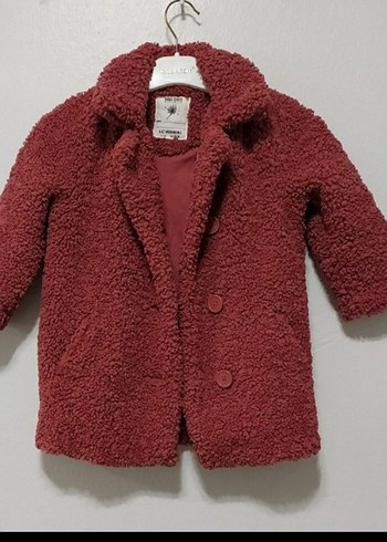 Bordo Düğmeli Kız Çocuk Kaban