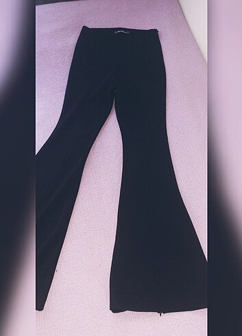 Siyah ispanyal paça pantalon
