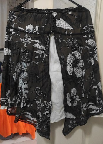 Bohem Siyah Desenli Midi Hamile Eteği - Görsel 2