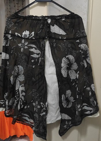 Bohem Siyah Desenli Midi Hamile Eteği - Görsel 5