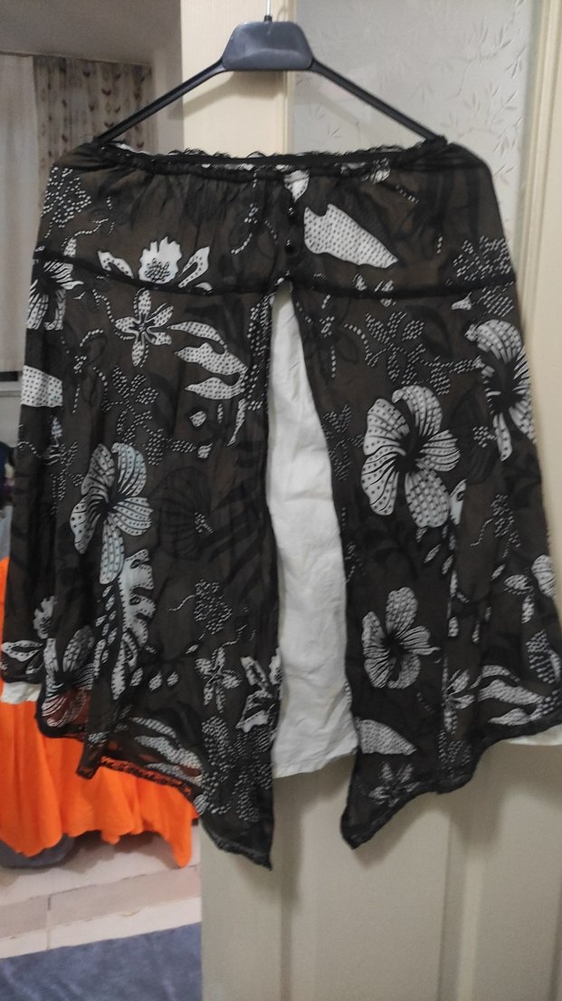 Bohem Siyah Desenli Midi Hamile Eteği - Görsel 2