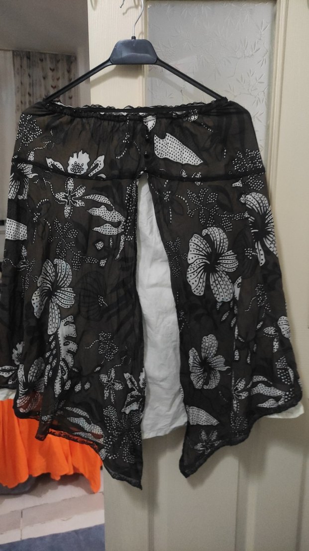 Bohem Siyah Desenli Midi Hamile Eteği - Görsel 5