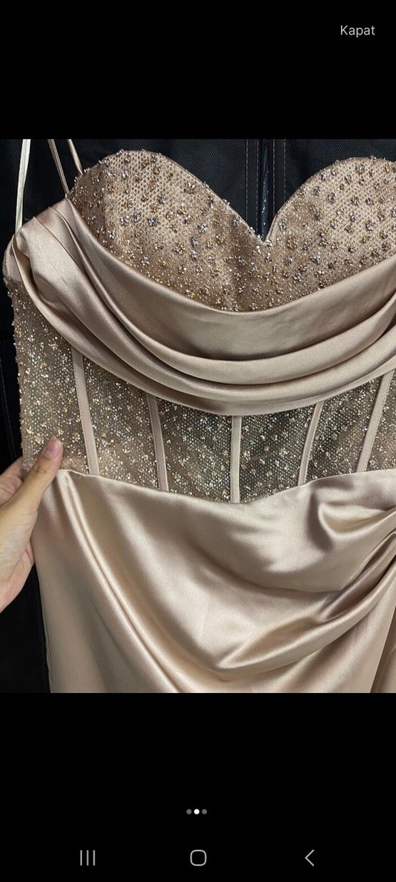 Drapeli Straplez Uzun Abiye Elbise - Görsel 2