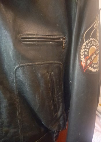 TREVOR KULLANILMAMIŞ, KAHVERENGİ YAKASİ KÜRKLÜ BİKER DERİ CEKET - Görsel 4