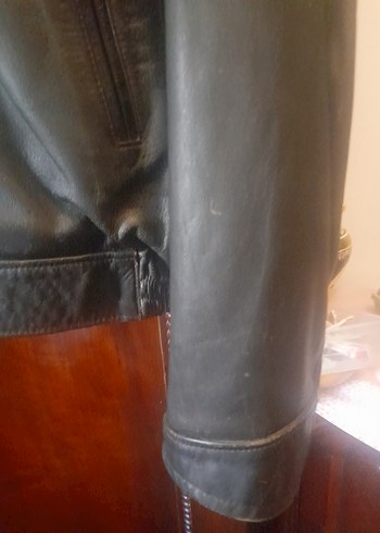 TREVOR KULLANILMAMIŞ, KAHVERENGİ YAKASİ KÜRKLÜ BİKER DERİ CEKET - Görsel 12