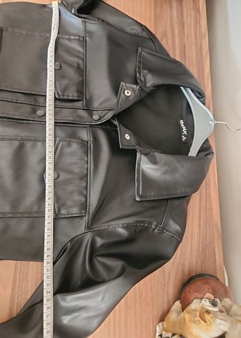 s Beden siyah Renk Düğmeli Siyah Deri Kadın Ceket